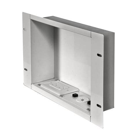 in wall electrical enclosure|recessed cabinet for tv cables.